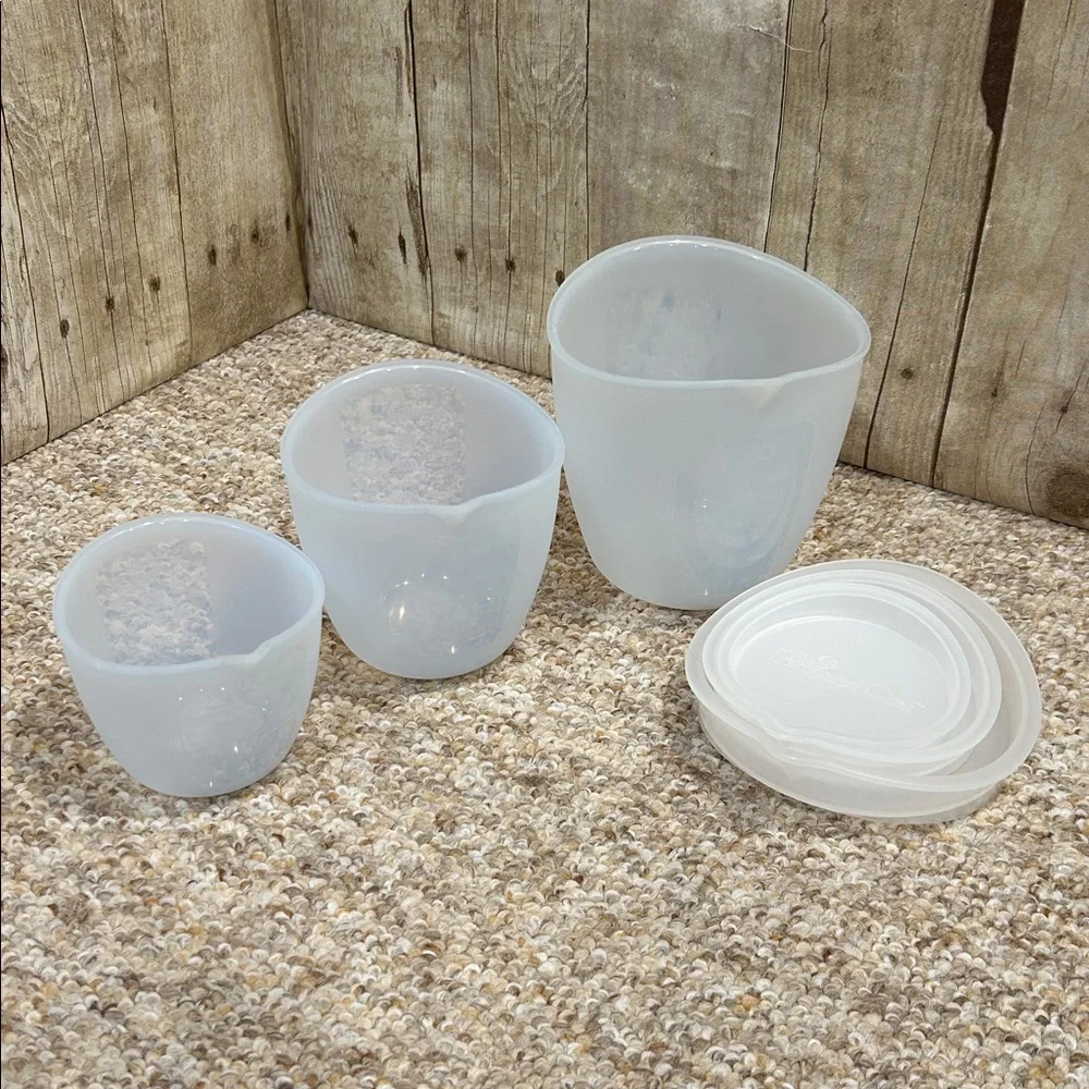 Pampered Chef silicone Prep Set measuring/storage bowls 3 Nesting~ Never Used - Picture 2 of 9